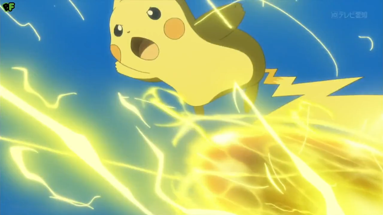 Pikachu usando Electro Ball (Imagens do Anime) +Plus Monster Dex