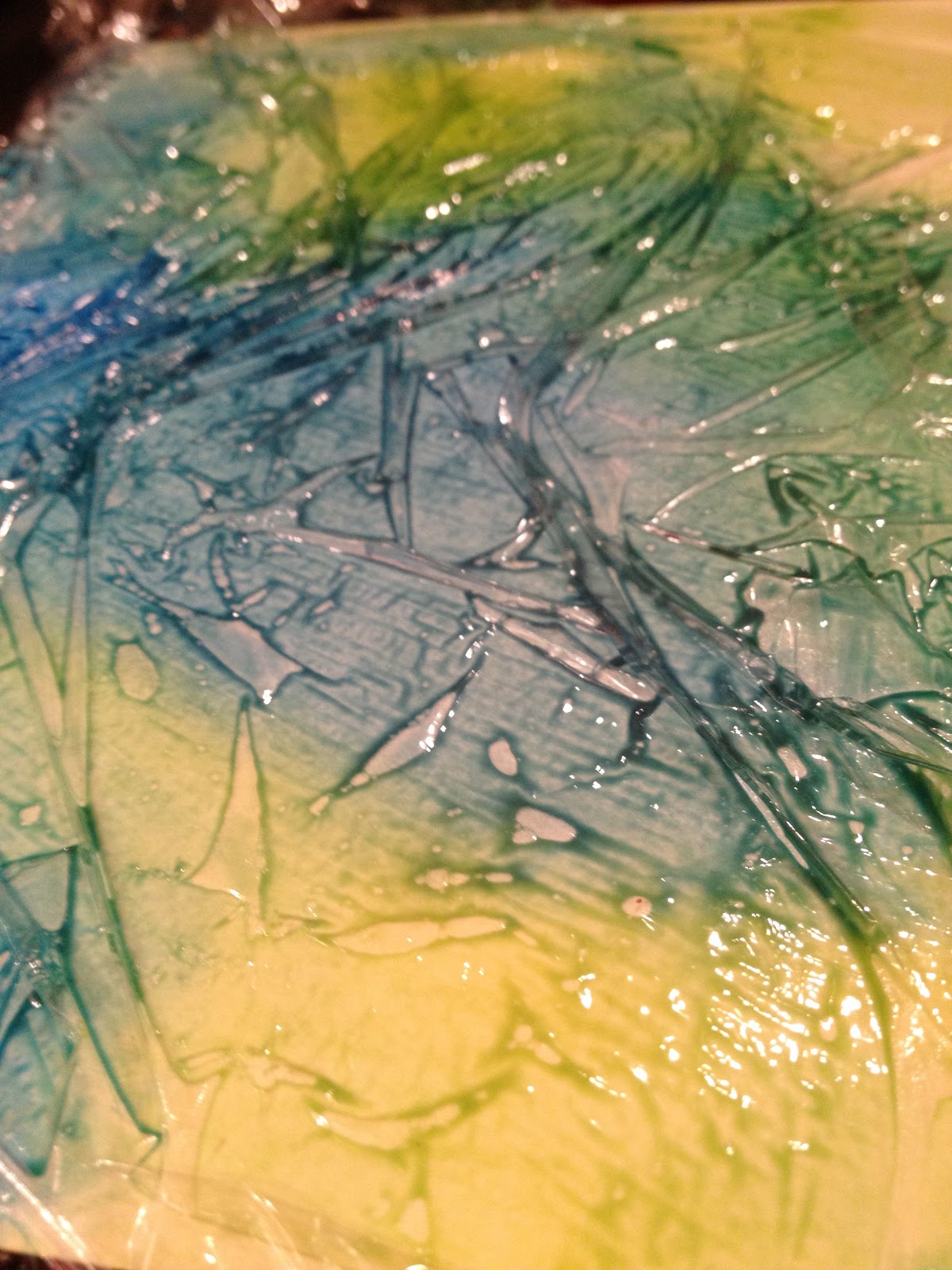 NotSoSAHM In Home Entertainment Saran Wrap Painting (and salt