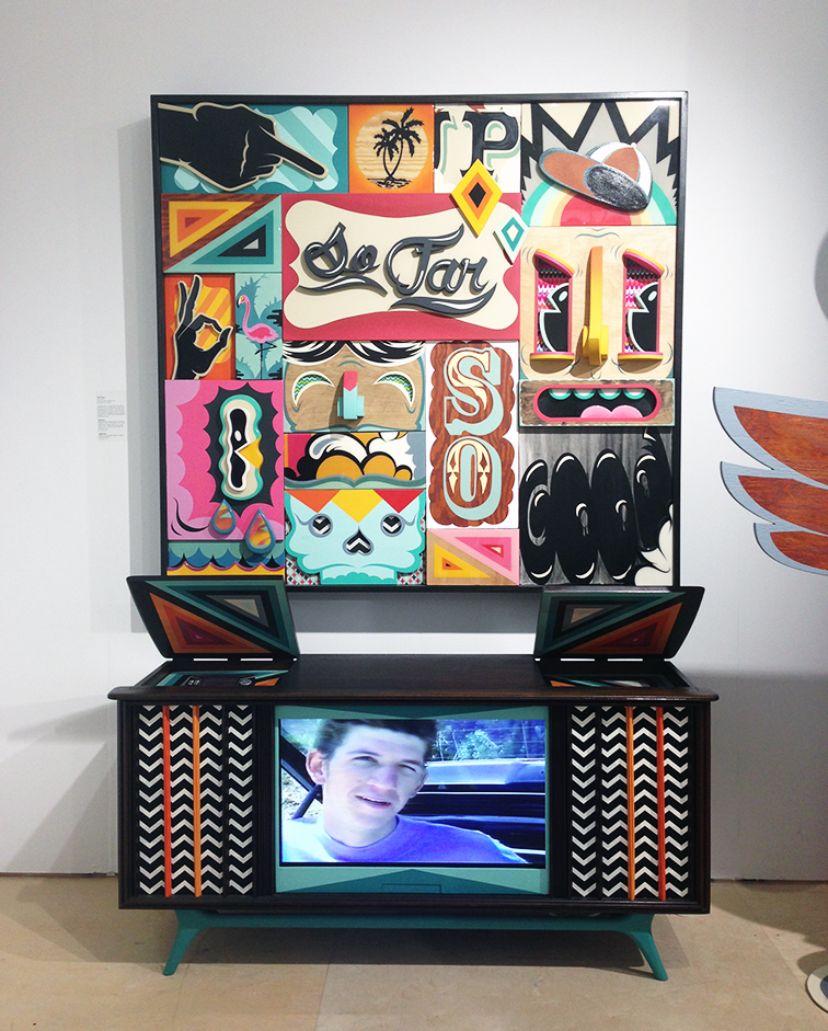 MBAB 2014 art piece Upbringing repurposed 1960s media cabinet by Alex Yanes at the Joseph Gross Gallery