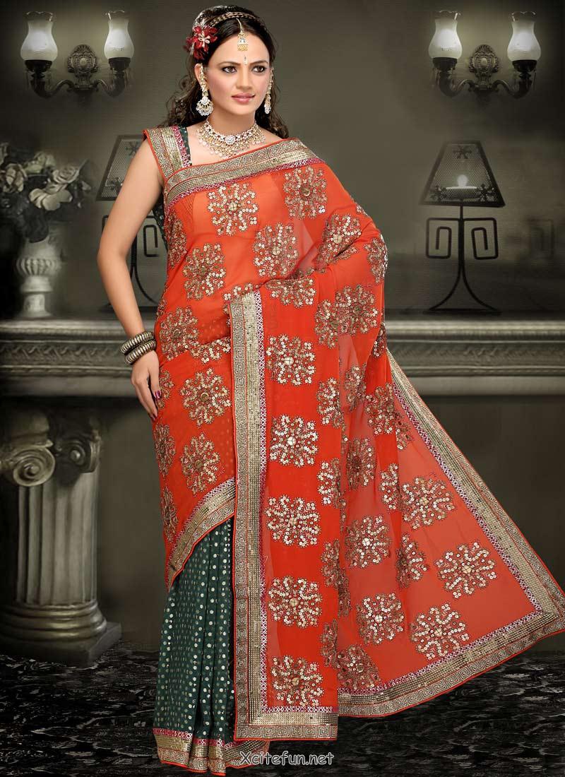 Indian Georgette Party Wear Embroidered Saree Beautiful Collection