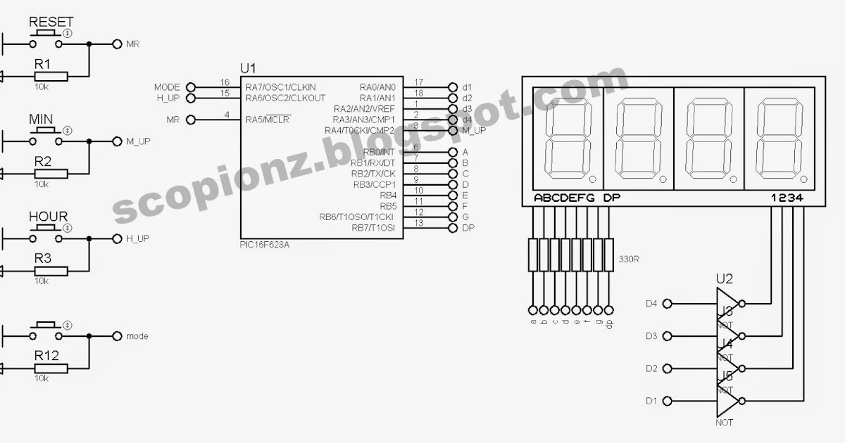 Simple Digital Clock Circuit Diagram