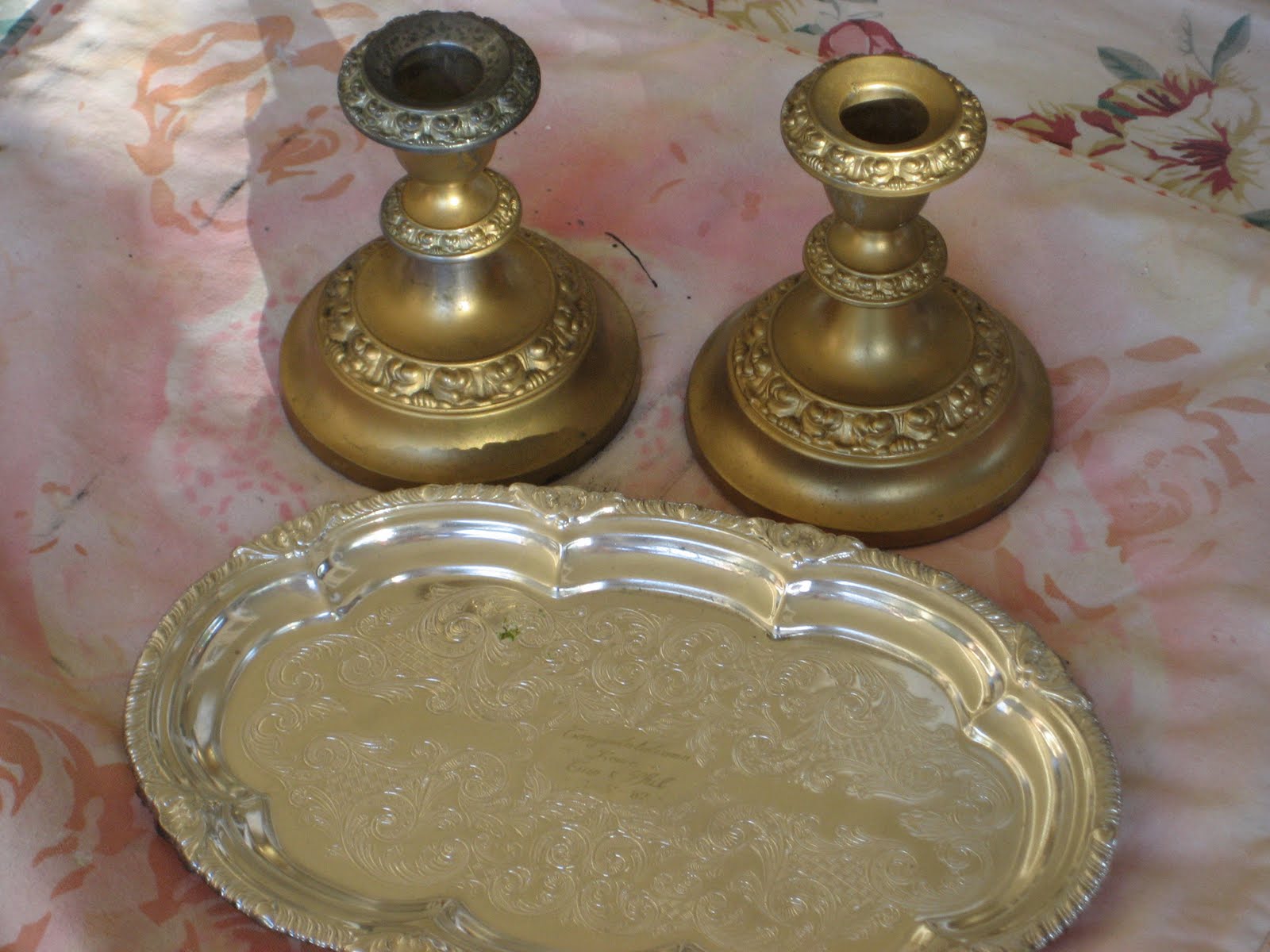 Lilies for Kate painting silver plate