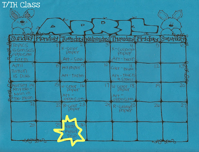 Cornerstone Preschool: APRIL Calendar