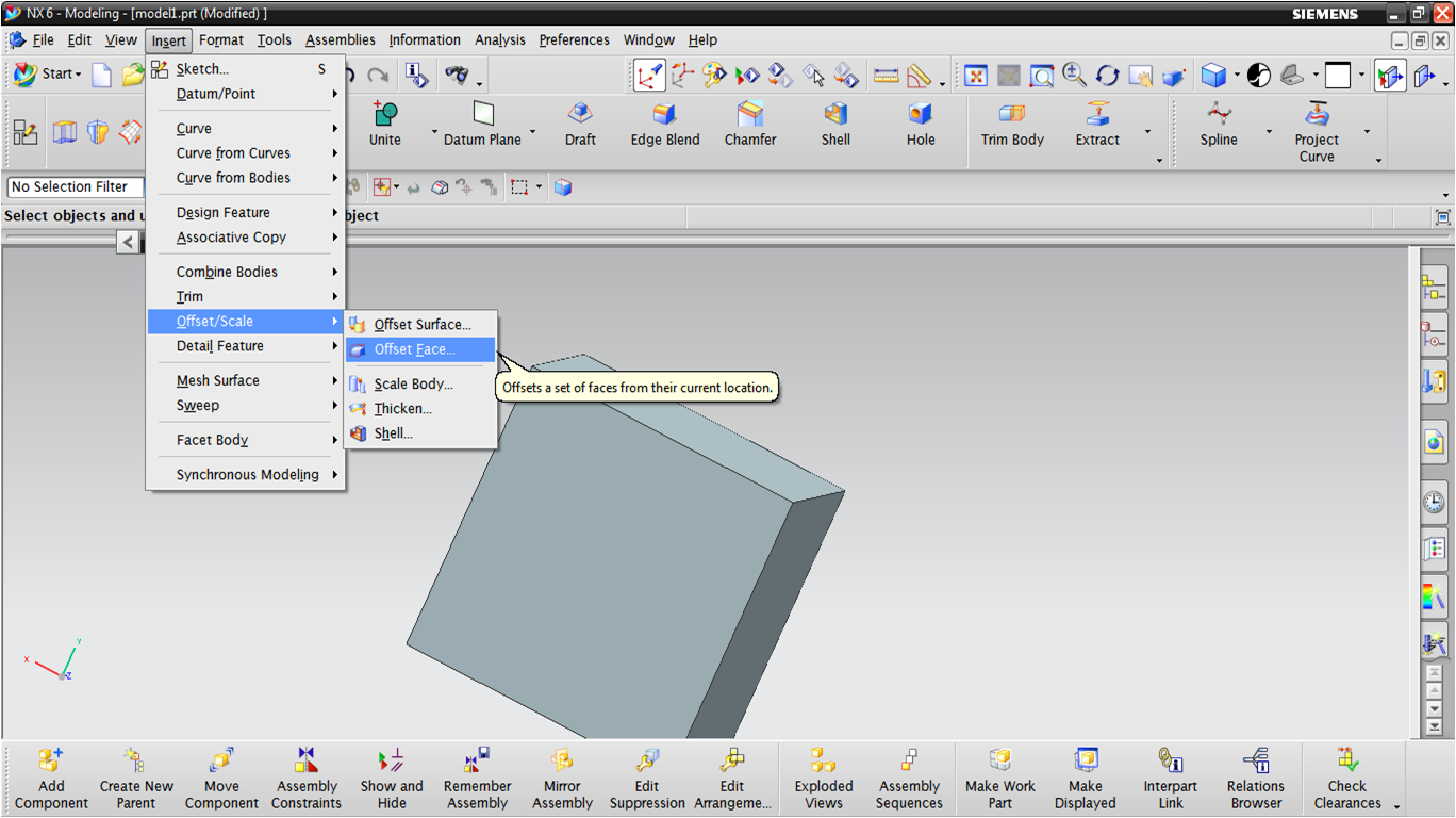 NX UNIGRAPHICS TUTORIAL Offset Face