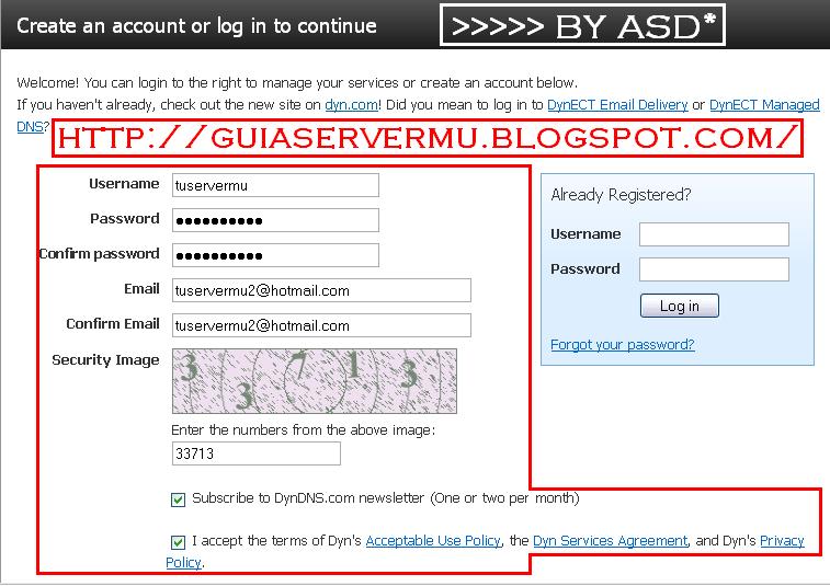 Completando formulario de registro