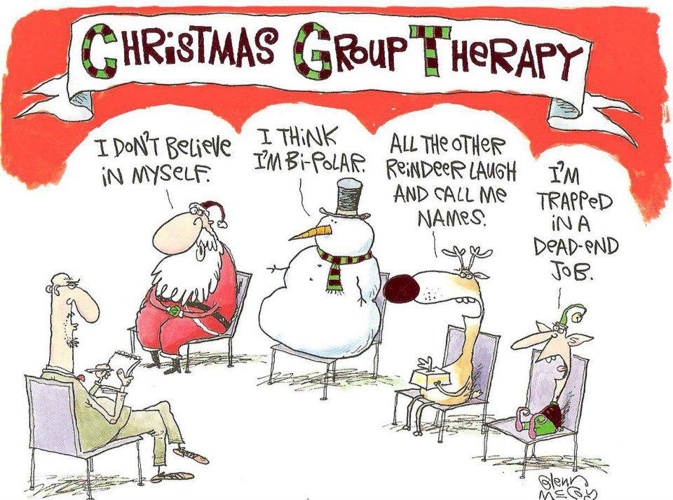 <b>Funny Christmas Cartoons</b> Santa Group Therapy