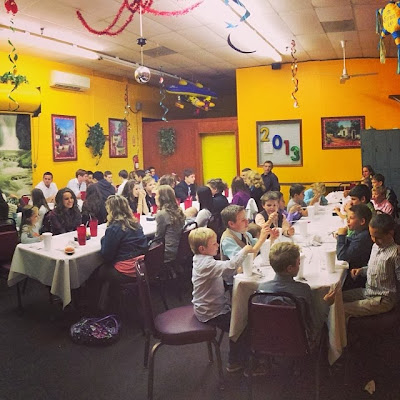 celebrating at a local restaurant