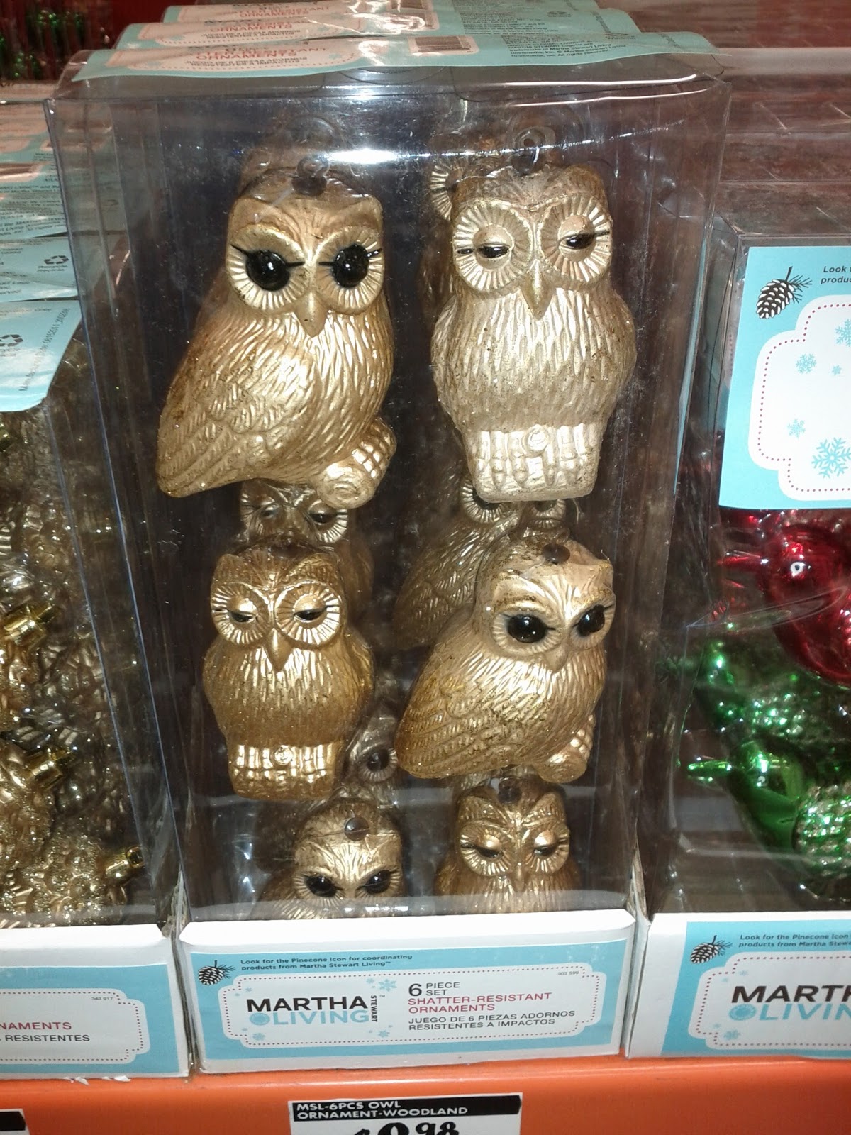 Martha Stewart Gold Owl Ornaments