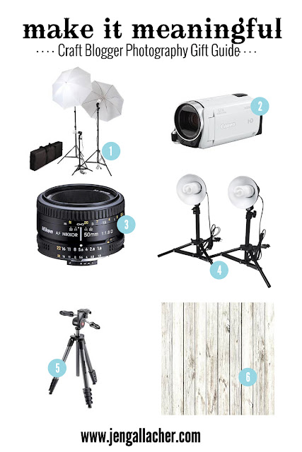 Craft Blogger Photography Gift Guide from www.jengallacher.com. Up your project and product photography game with a few important tools. Links to products are included in blog post. #photography Craft Blogger Photography Gift Guide from www.jengallacher.com. Up your project and product photography game with a few important tools. Links to products are included in blog post. #photography