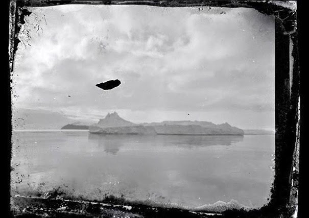 Big Razorback Island, McMurdo Sound. It was most likely taken from the deck of the Aurora in January 1915. - 100-Year-Old Box Of Negatives Discovered Frozen In Block Of Antarctica’s Ice Big Razorback Island, McMurdo Sound. It was most likely taken from the deck of the Aurora in January 1915. - 100-Year-Old Box Of Negatives Discovered Frozen In Block Of Antarctica’s Ice