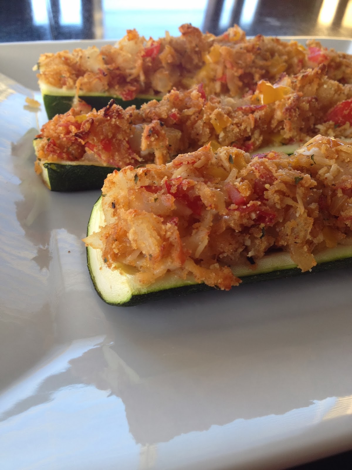 7CooksInAKitchen Crab Stuffed Zucchini Boats