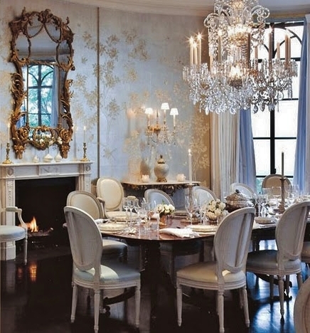 Dining Room on Chandelier Illuminates This Dining Room In A Soft Shimmering Glow