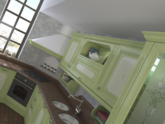 Классическая кухня в стиле прованс для мебельной компании Merx Logik com ua