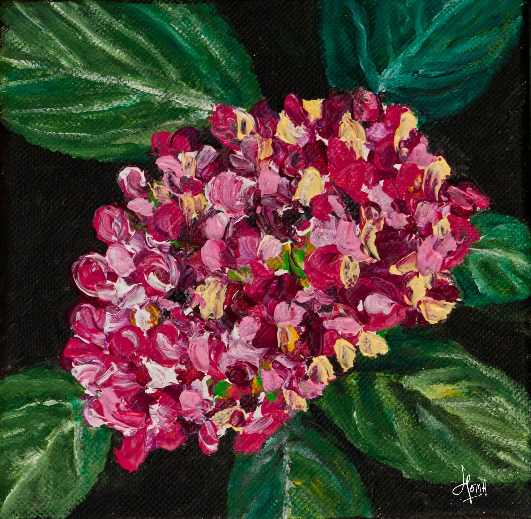 From My Canvas Two Hydrangeas Acrylic painting