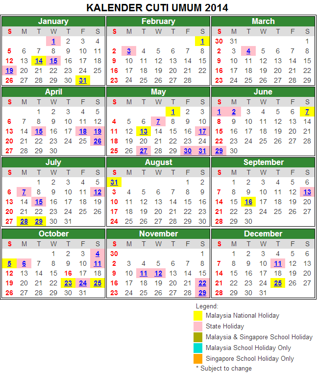 Kalendar 2014