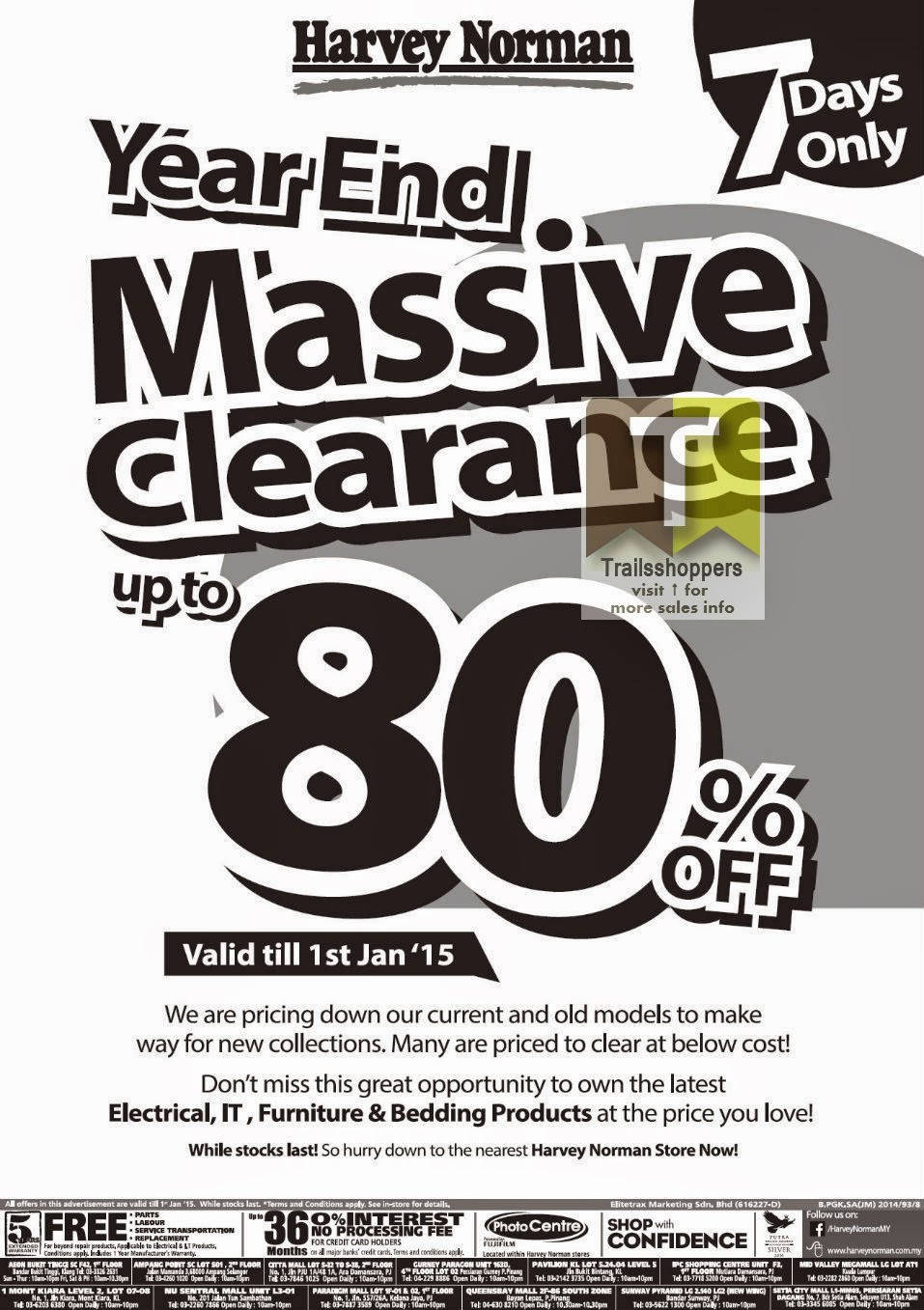 Harvey Norman Year End Massive Clearance Sale END 1 JAN 2014