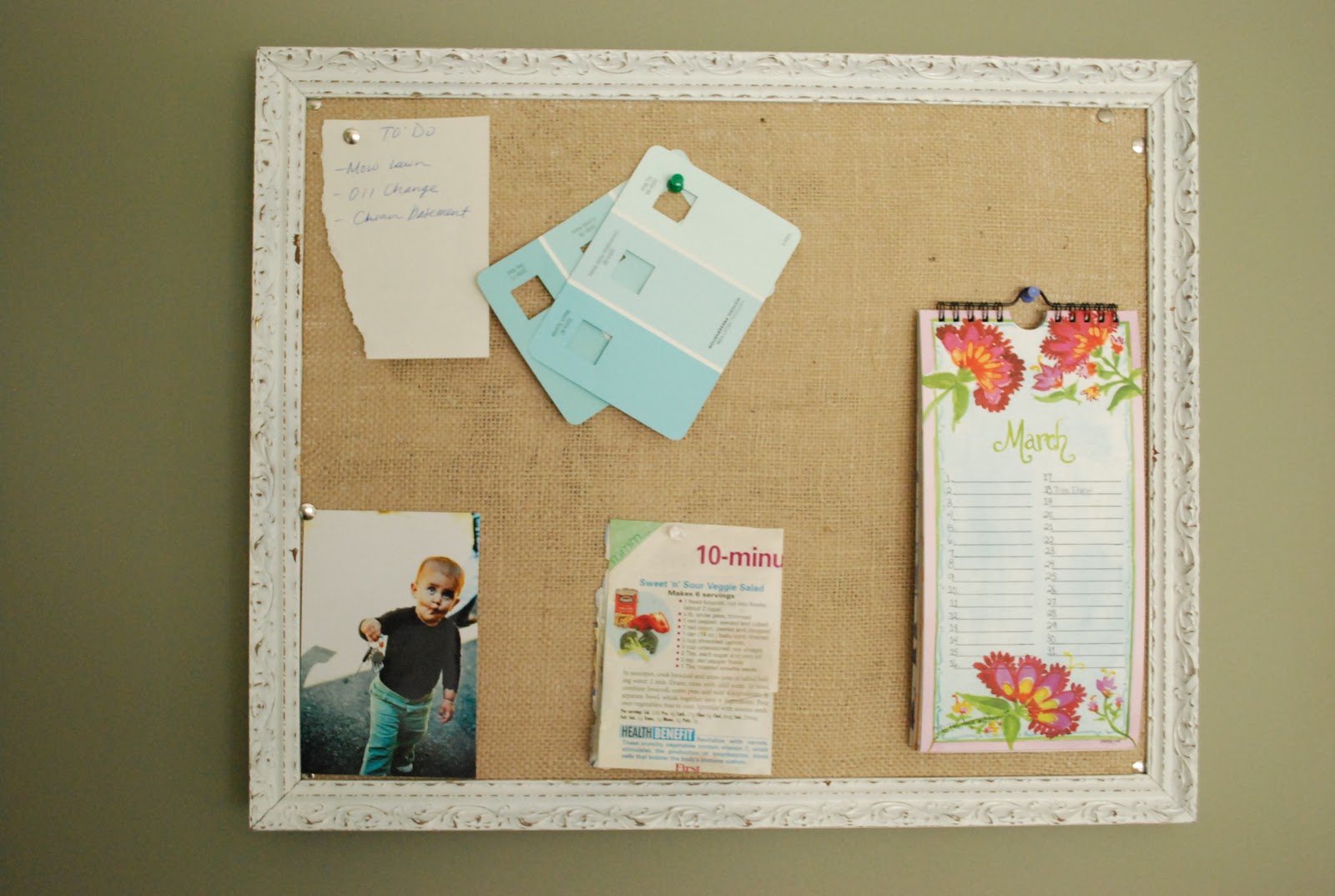 Between Blue and Yellow Burlap Bulletin Board