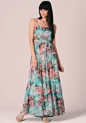 Blue Yumi Rose Floral Maxi Dress