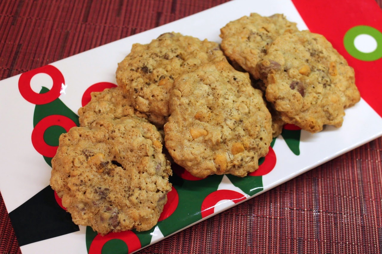 Butterscotch-Chocolate Chip Oatmeal Cookies with Smoked Sea Salt