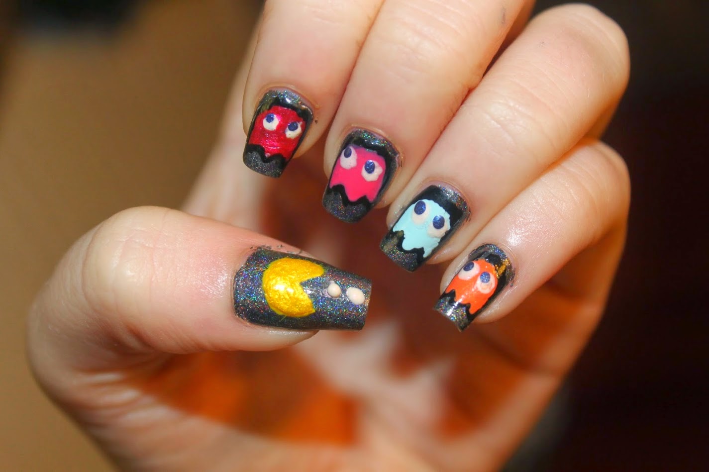 1. Pacman Ghost Nail Art Design - wide 9
