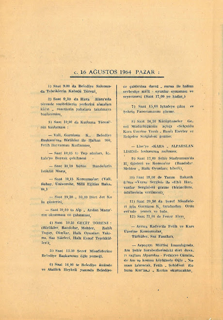 16 AĞUSTOS 1964 PAZAR PROGRAM