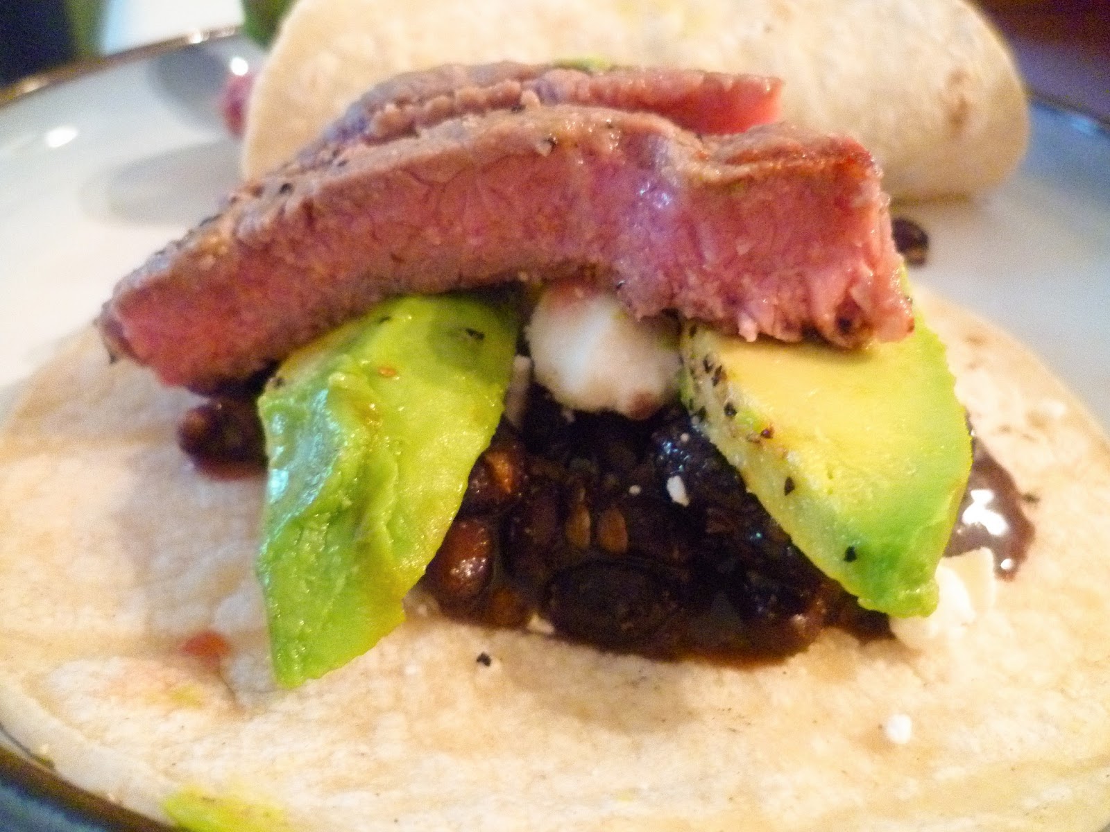 Sgt. Pepper's Kitchen Spiced Black Bean, Grilled Avocado and Steak Tacos