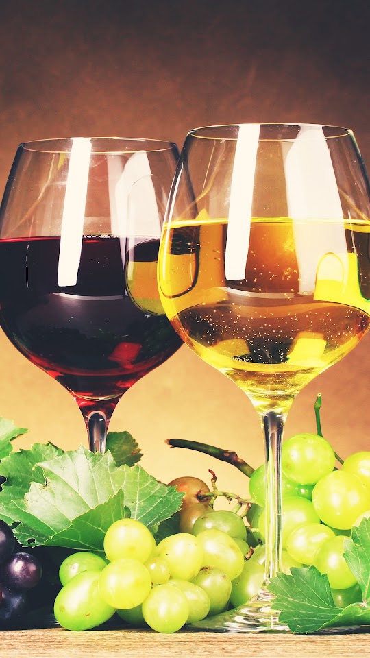 Red White Wine Glasses Grapes  Android Best Wallpaper