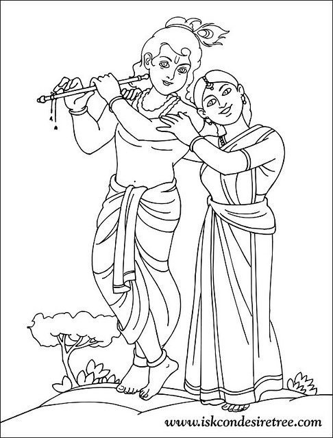 Krishna Colouring Pages