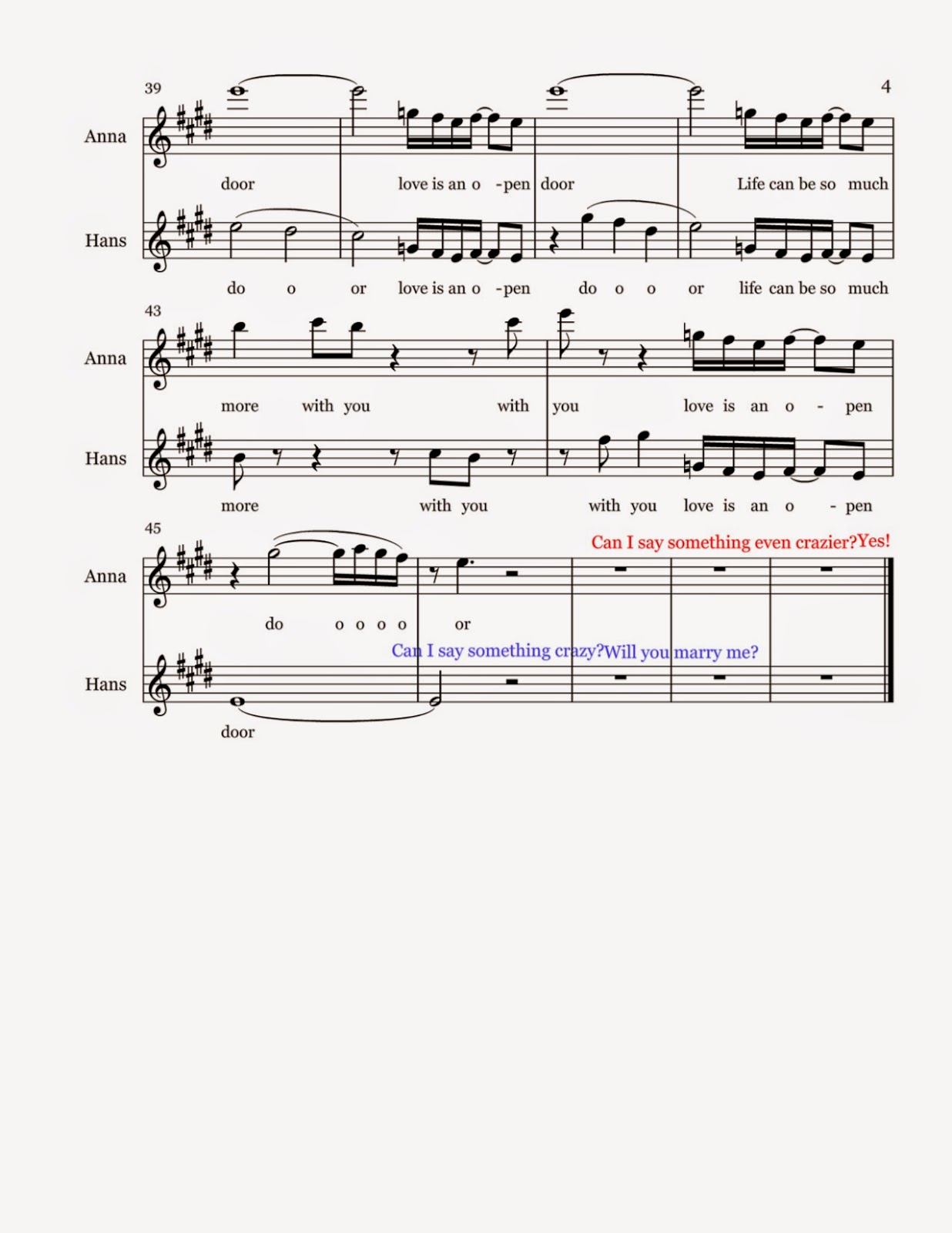 Flute Sheet Music Love Is An Open Door Sheet Music