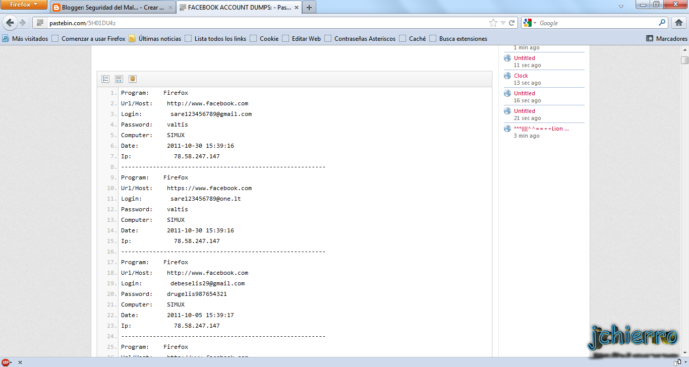 Nuestras contraseñas en Pastebin! ..Last Bits..