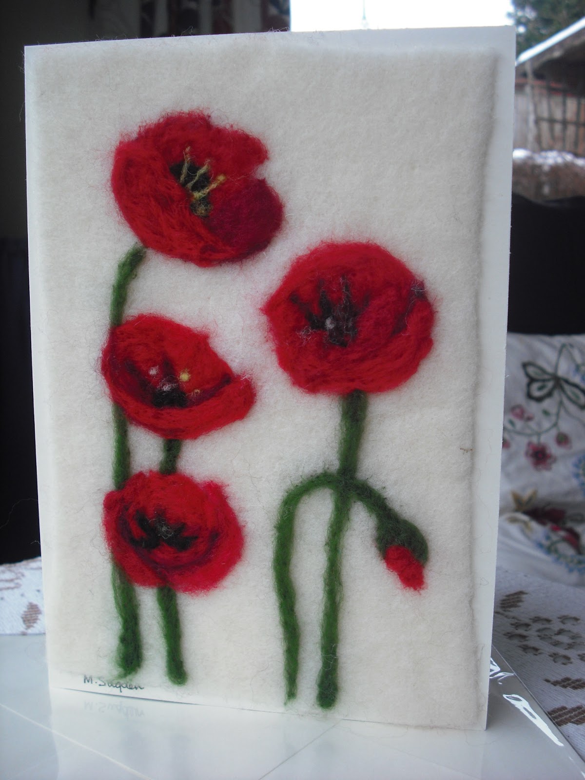 Wool n Art Two more felt cards POPPIES and IRISES