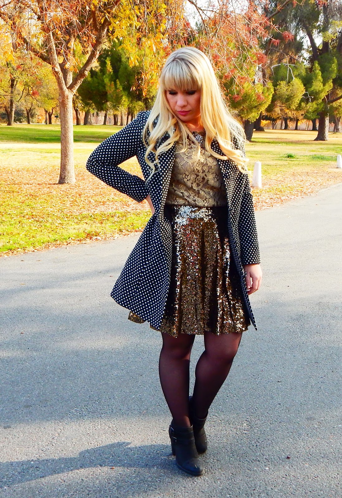 Gold Sequin Skirt Outfit Inspo