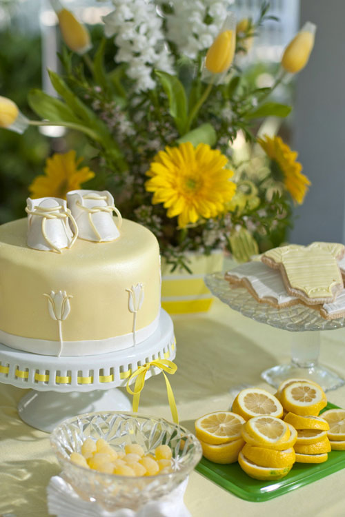 I Heart Pears Aqua and Yellow Elegant Baby Shower