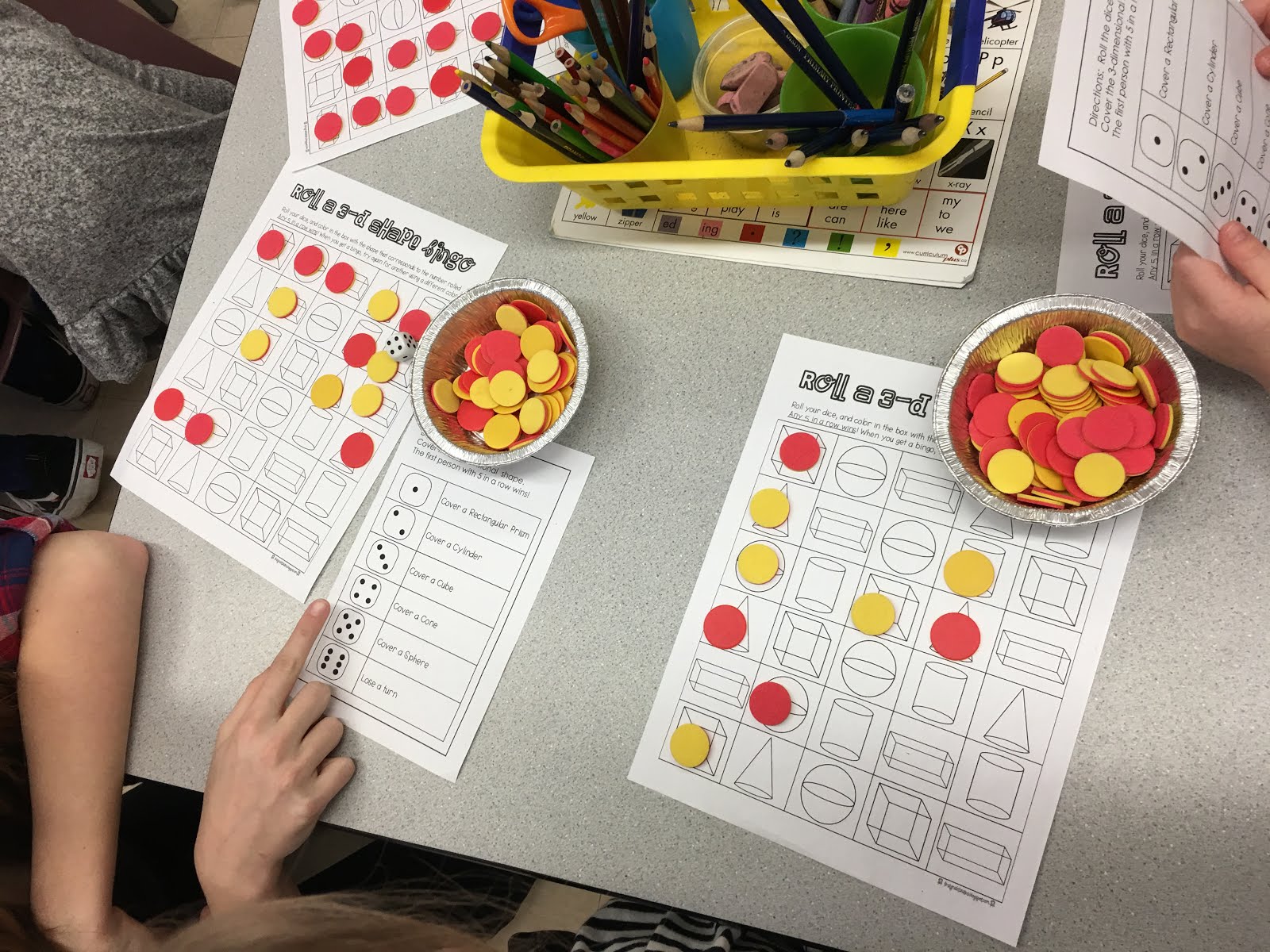3d shape Bingo with our Reading Buddies