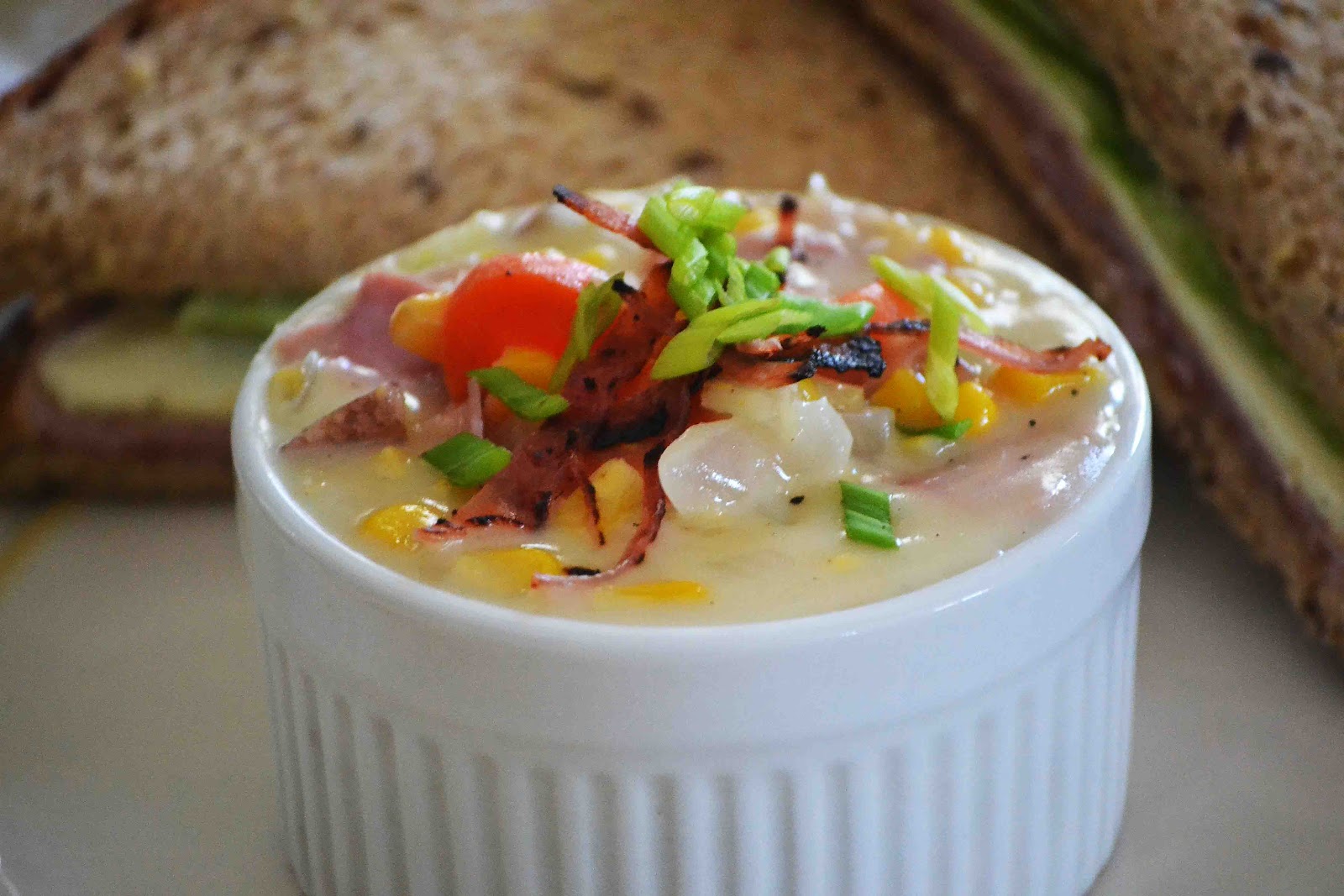 Smoked Ham and Gouda Corn Chowder Baked New England