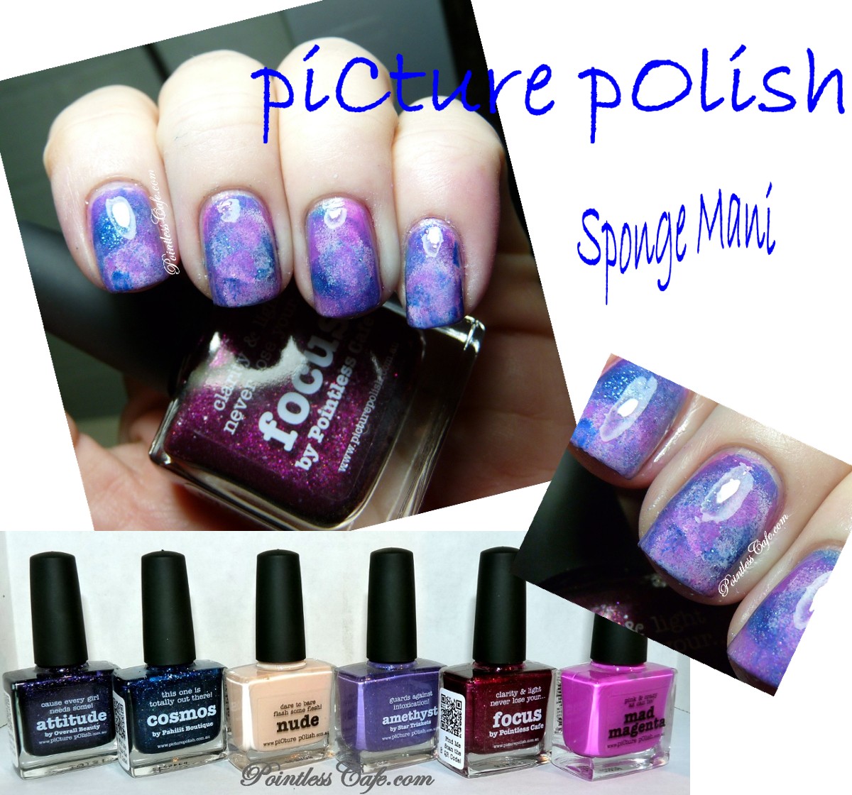 CopyCaturday! Sponge Mani Starring piCture pOlish Pointless Cafe