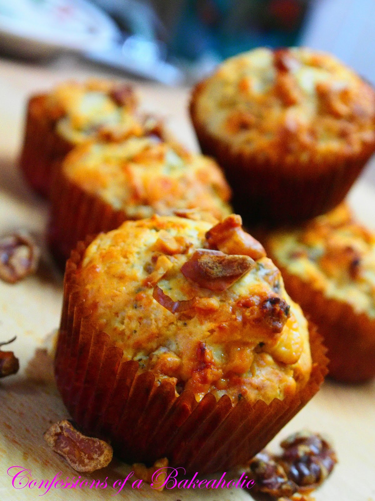 Confessions of a Bakeaholic Smoked Bacon with Blue Cheese Muffins