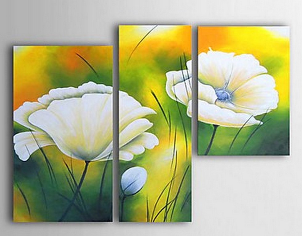 Serie De Cuadros Al Oleo De Flores Grandes Y Modernas Arte