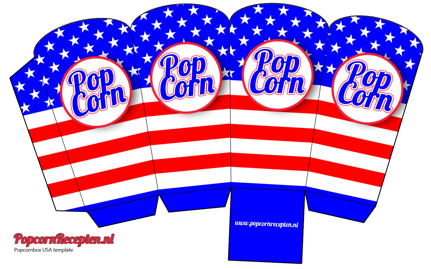 PopcornRecepten.nl Popcorn bakje USA zelf printen (gratis download)