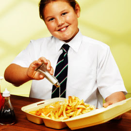 man eating chips