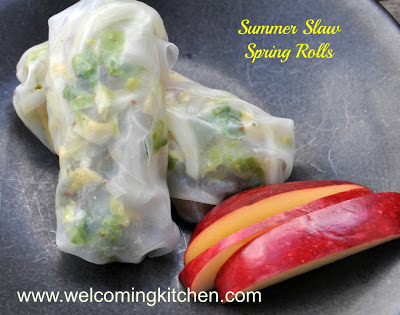 vegan, gluten-free brussels sprouts slaw spring rolls