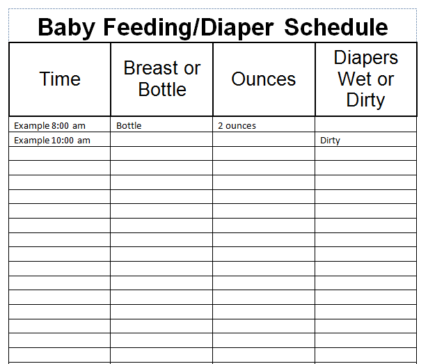 Newborn Feeding Ounces Chart