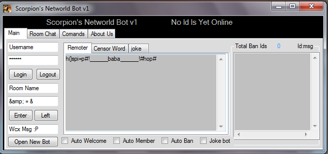 Scorpion's NetWorld Full Commands Bot With Chat Room Capture