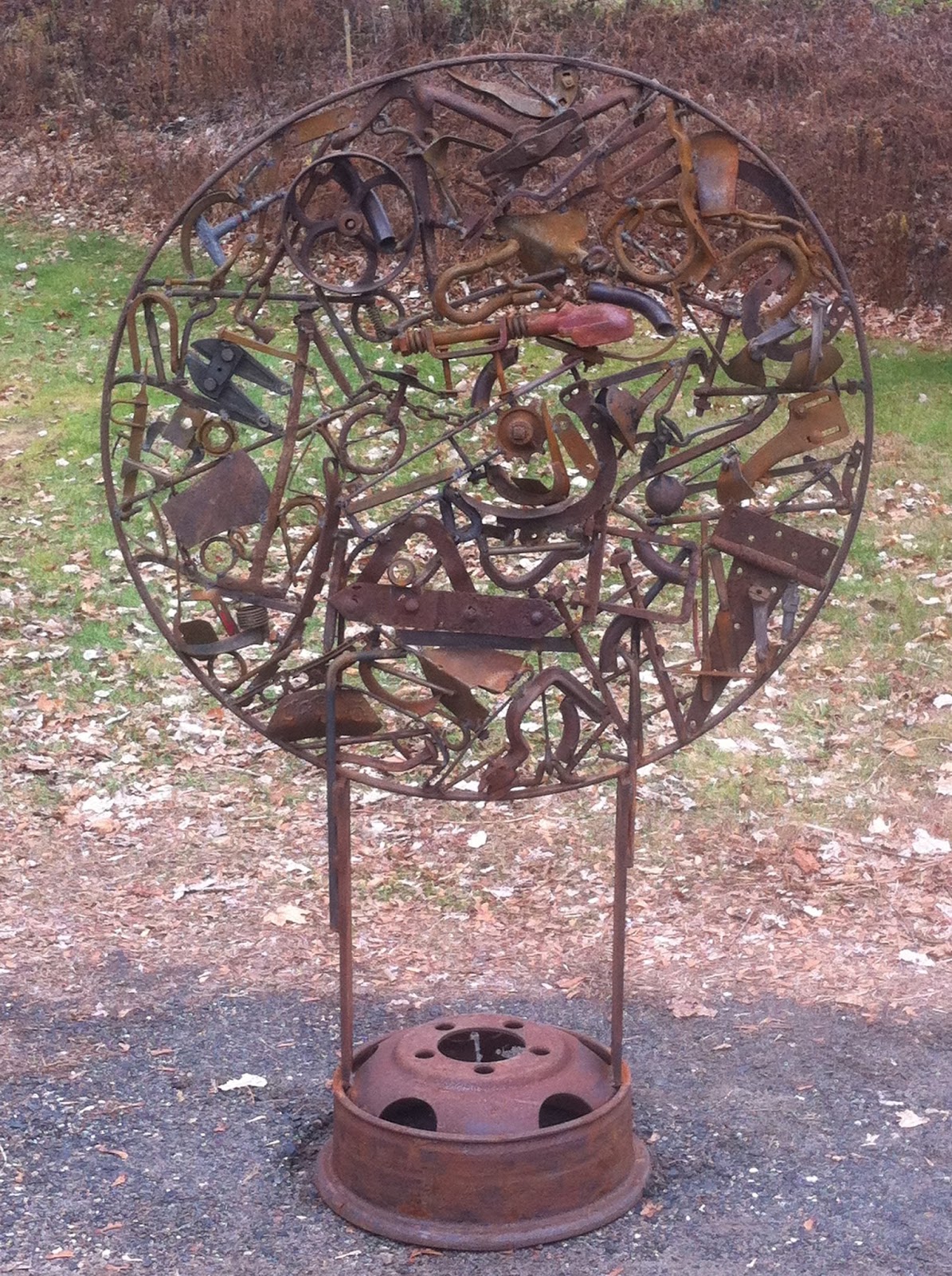 John F. Sendelbach Farm Parts Sculpture installed in Heath, MA