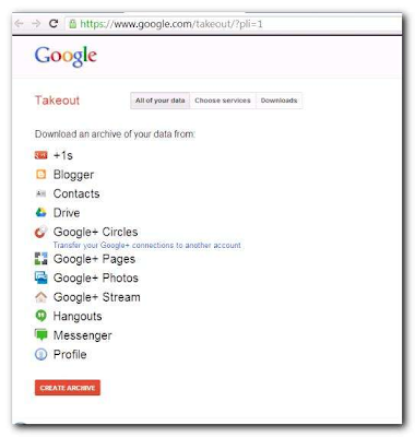 Google takeout - how to downlaod google profiles data