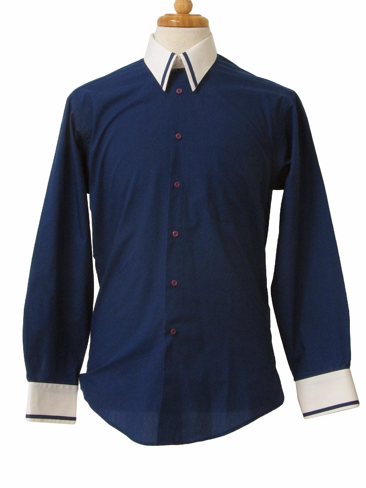 TOPTENFASHIONNEW MENS BLUE DRESS SHIRT WHITE COLLAR