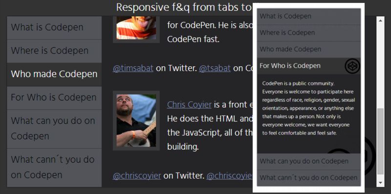 Responsive FAQ: de tabs a en línea