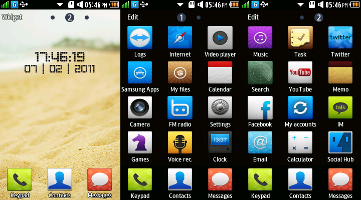 Samsung Wave 525 - Home Facebook