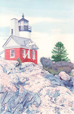 Pemaquid Light VIII - Watercolor by Paul Sherman Pemaquid Light VIII - Watercolor by Paul Sherman