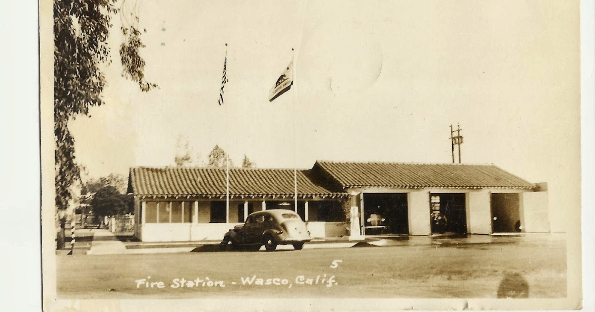 Bear Flag Museum 1940s Wasco Fire Station with California Bear Flag Postcard